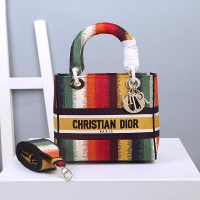 Dior Five panels of embroidered rainbow stripes