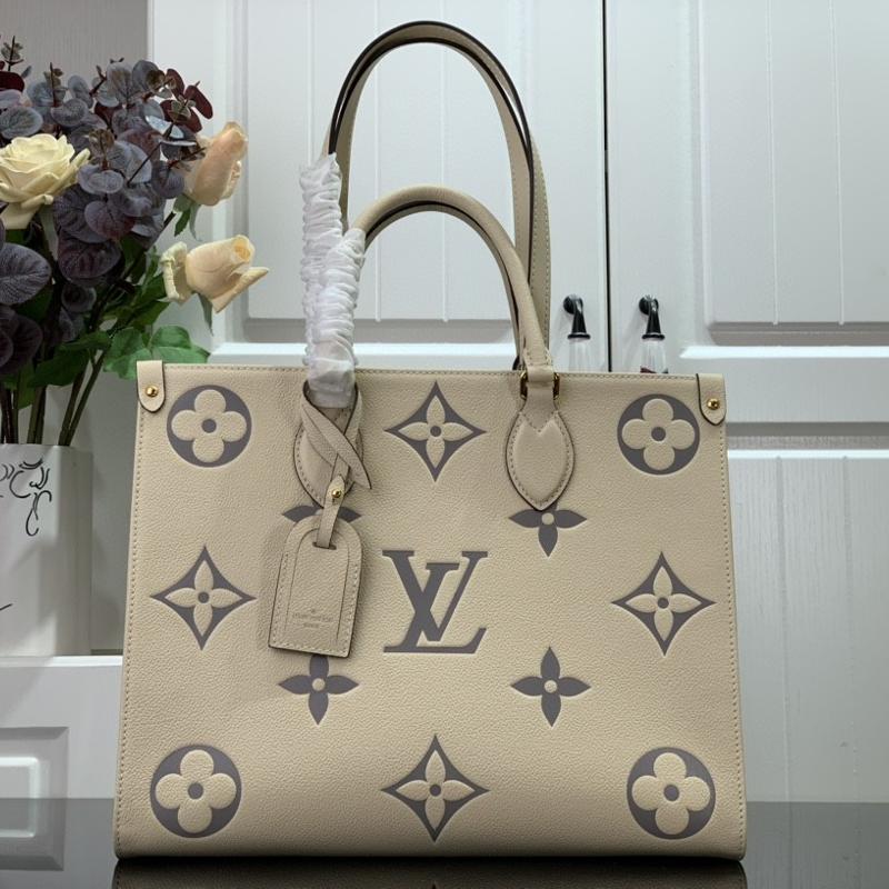 LV Handbags Tote Bags M45374 Full Skin Embossed Rice White Blended Milk Grey