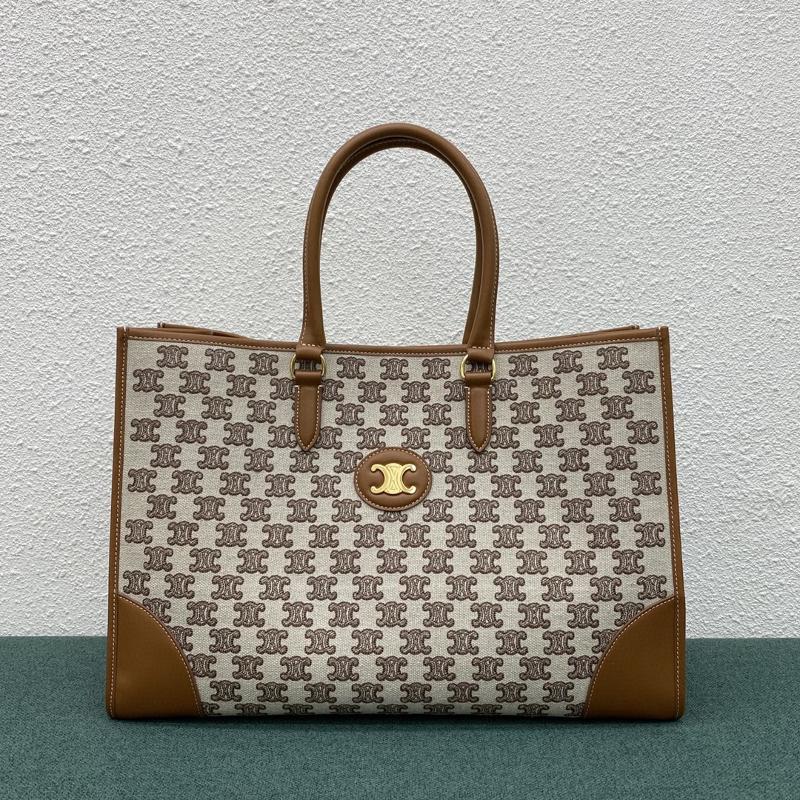 Celine Shoulder Handbag 194342 Embroidered Brown