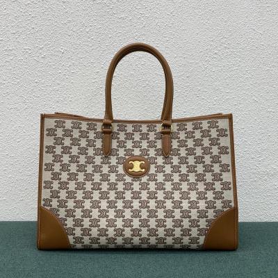 Celine Shoulder Handbag 194342 Embroidered Brown
